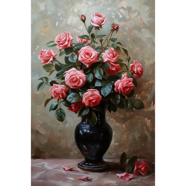 Pink Roses in a Vase Canvas